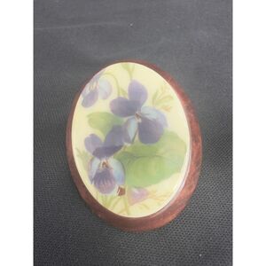 Vintage Wood & Acrylic Flower transfer - Purple Violets Brooch